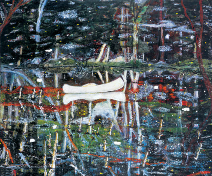 Peter Doig. Balta kanoja.