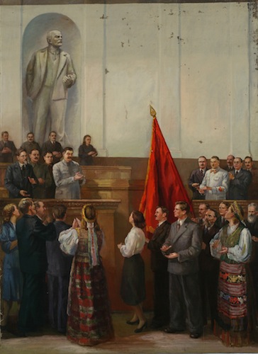 Vytautas Mackevičius. Lietuvių delegacija Kremliuje. 1940. Drobė, aliejus. 300x224. NČDM, Mt-1943. Fotografija - Rasa Kisielis, 2011