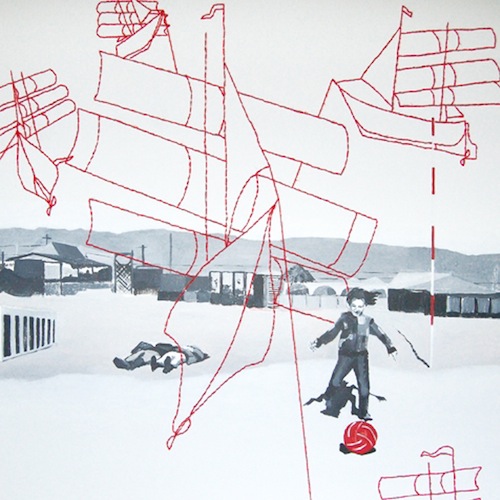 Alisa Mulina - Kites, 2012, dr., akr., vilna, 100x100 cm
