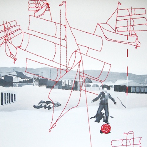 Alisa Mulina - Kites, 2012, dr., akr., vilna, 100x100 cm