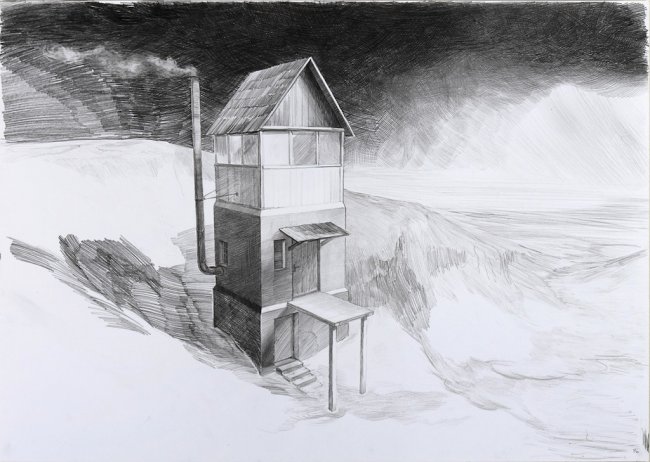 Mindaugas Lukošaitis Drawing studio, 2013 Pencil on paper 64,5 x 90 cm